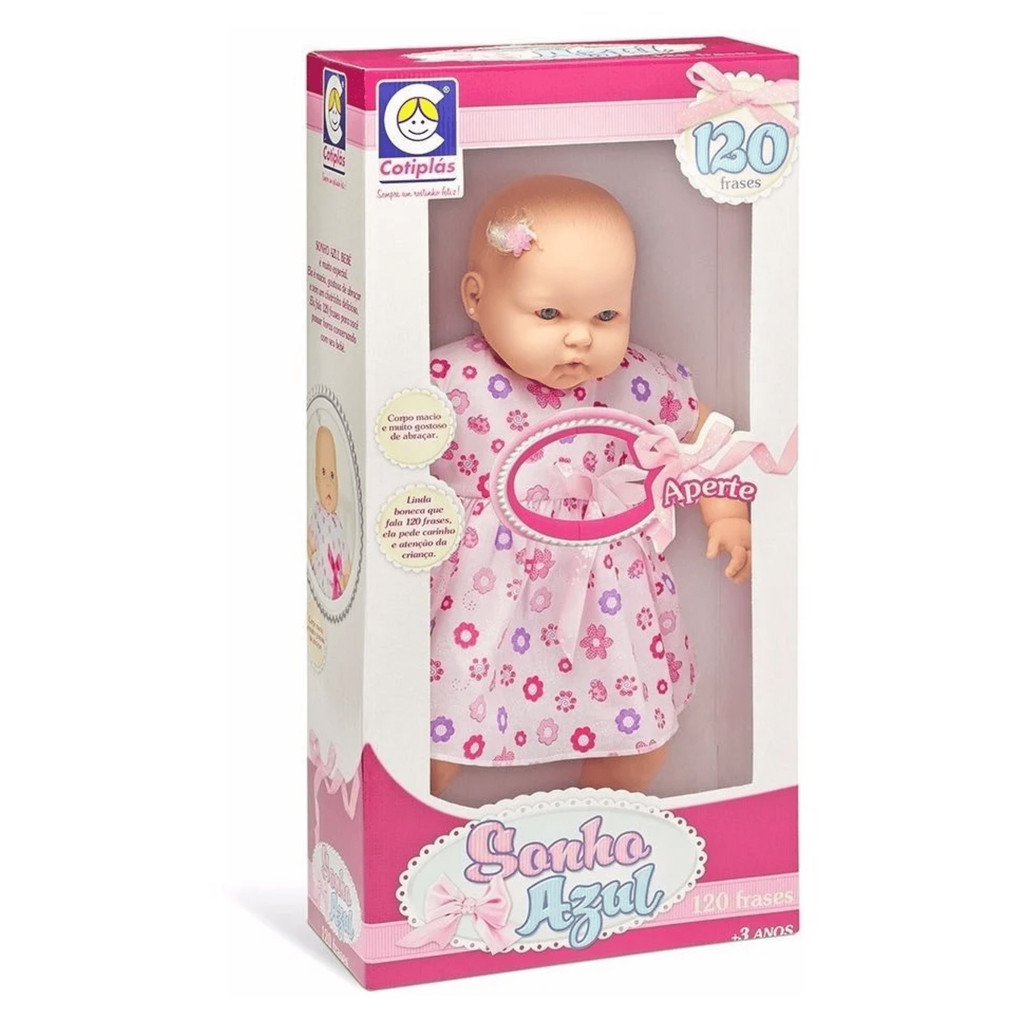 Brinquedo Infantil Boneca Sonho Azul Sem Cabelo Cotiplás 2072 — Games e Brinquedos