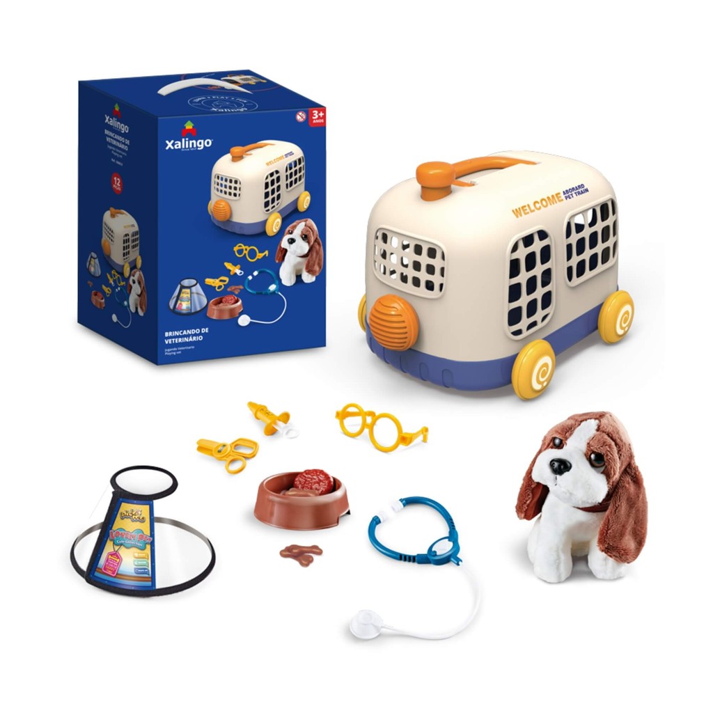 Brinquedo Infantil Brincando de Veterinário 12 Peças Xalingo 06000