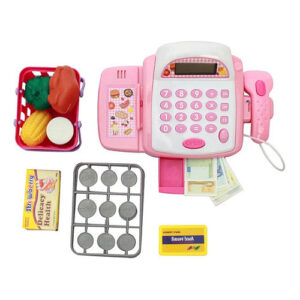 Brinquedo Infantil Caixa Registradora Rosa Completo Com Som Cor Rosa