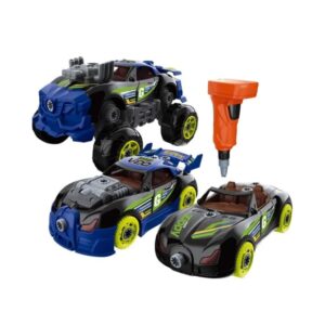 Brinquedo Infantil Carrinho Turbo Tools Mustang Bugatti 3 em 1 com