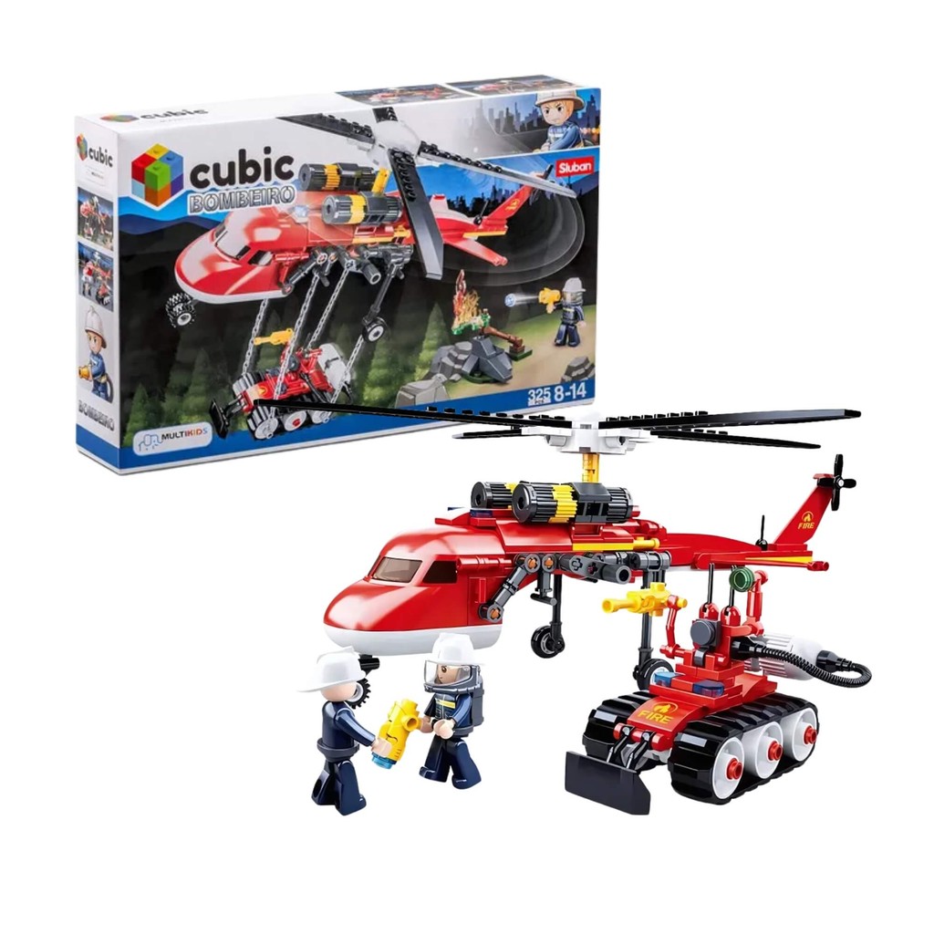 Brinquedo Infantil Cubic Helicóptero Bombeiros Combate ao Incêndio