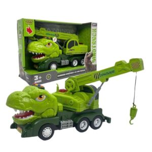 Brinquedo Infantil Dinotruck Caminhão Guindaste Tiranossauro Verde