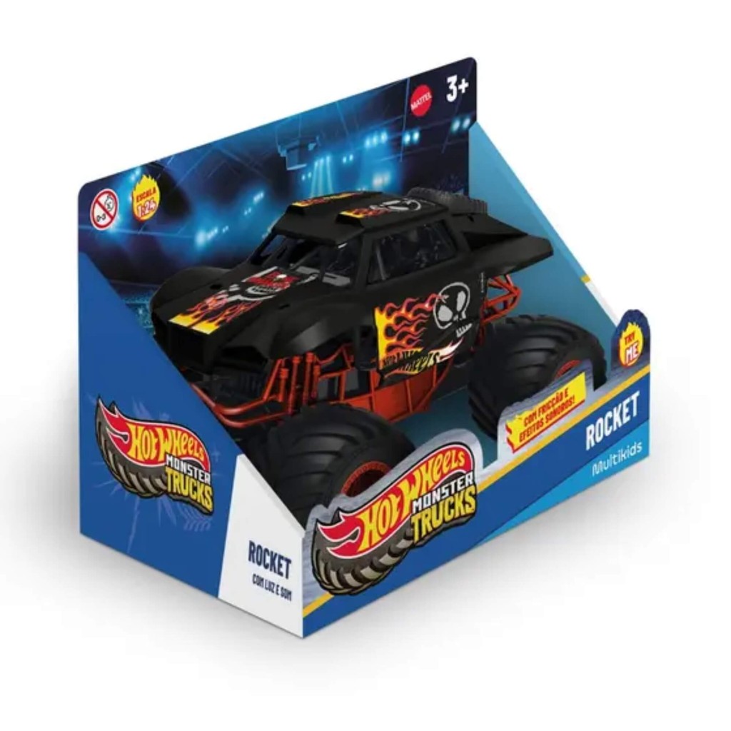 Brinquedo Infantil Hot Wheels Monster Truck Rocket 1:24 c Luz e Som — Brinquedos