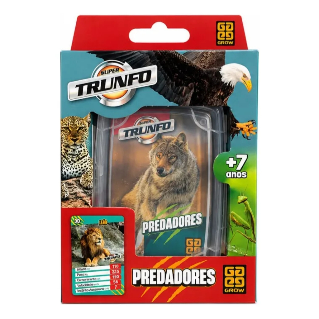 Brinquedo Infantil Jogo de Cartas Super Trunfo Predadores Grow 01629