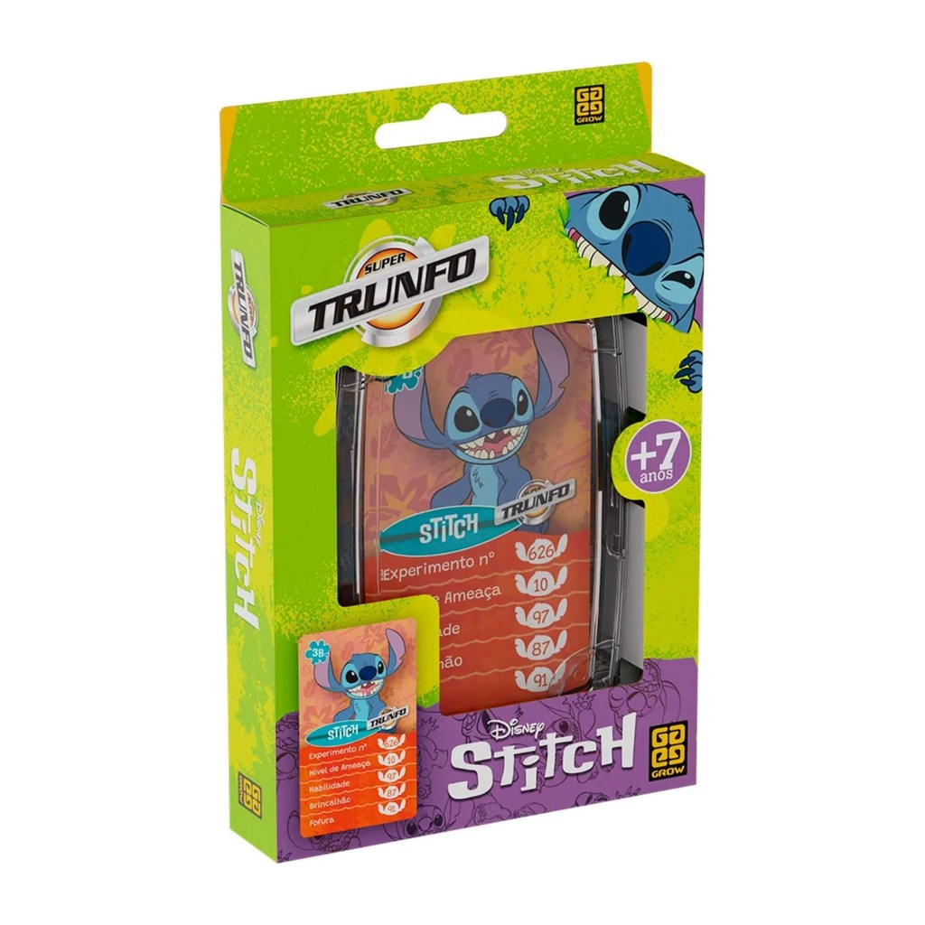 Brinquedo Infantil Jogo de Cartas Super Trunfo Stitch Grow 04688 — Games e Brinquedos