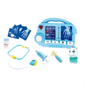 Brinquedo Infantil Kit Médico Raio X Azul com Fichas Estetoscópio
