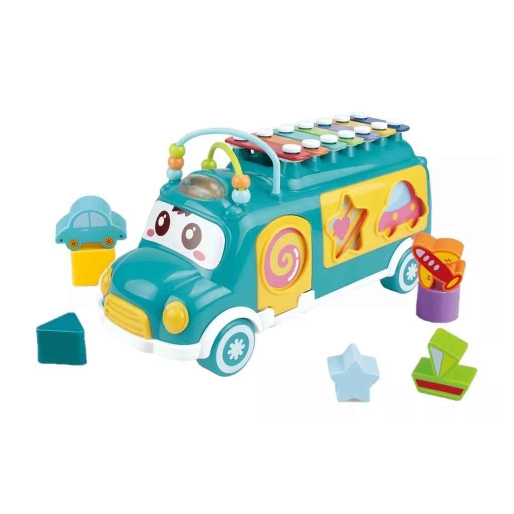 Brinquedo Infantil Ônibus Musical Verde com Xilifone Fenix Educativo