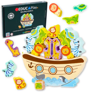 Brinquedo Jogo Barco Balança Educativo Empilha e Equilibra Peça