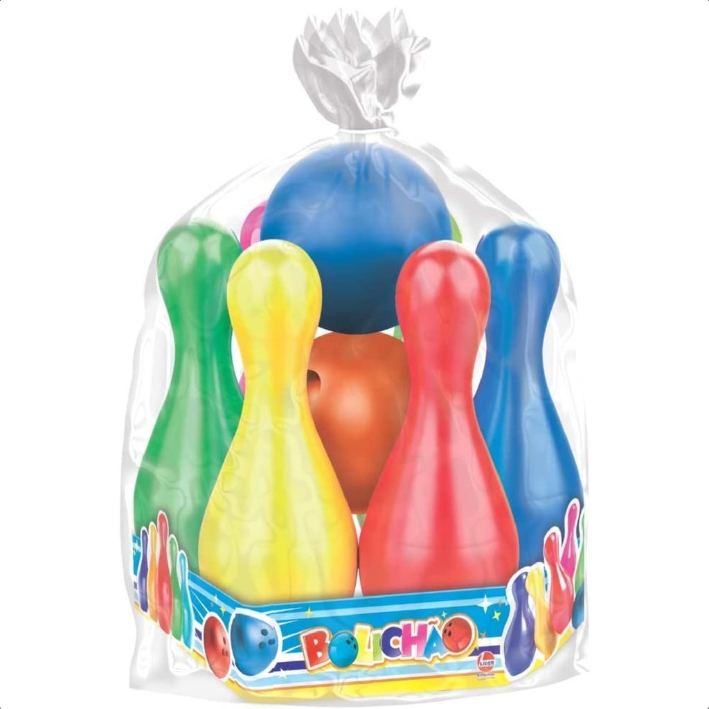 Brinquedo Jogo De Boliche Bolichão 6 Pinos 43cm 2 Bolas Plástico +3