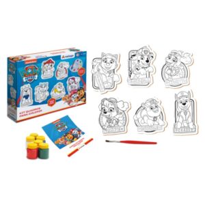 Brinquedo Kit 6 Quadros para Colorir da Patrulha Canina 6 Tintas