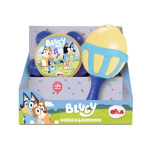 Brinquedo Kit Musical Bluey Maraca e Pandeiro para Crianças +24 meses