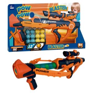 Brinquedo Lançador Pow Pow Blaster com 12 Bolinhas para Crianças a
