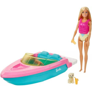 Brinquedo Lancha Barbie Barco Com Boneca 35cm Mattel Grg30