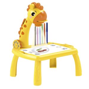 Brinquedo Mesa Lousa Projetora Amarelo de Desenhos Infantil com Som e