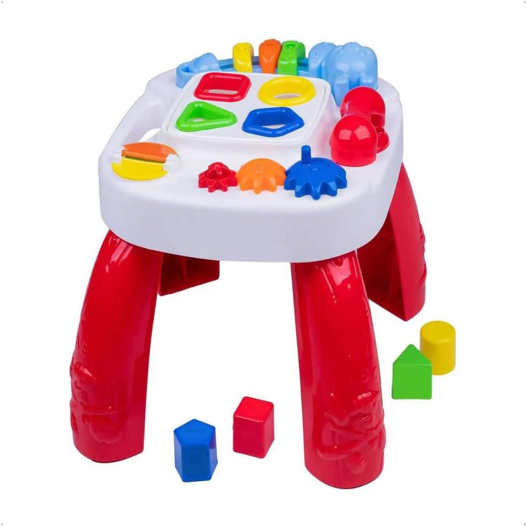 Brinquedo Mesinha Didática Infantil 21cm de Altura com Blocos