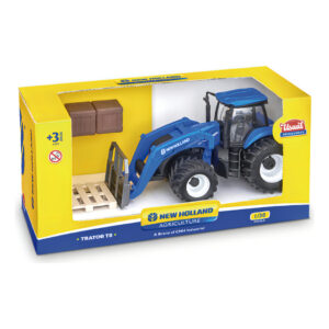 Brinquedo Miniatura Trator New Holland T8 Empilhadeira E Acessórios