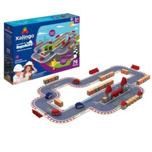 Brinquedo Montar Xalingo Brincando de Engenheiro Circuito Corrida c