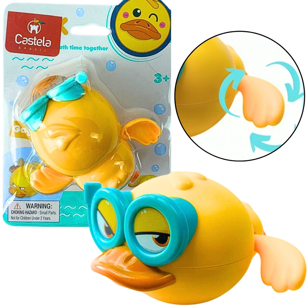 Brinquedo Pato De Banho Amarelo Divertido Que Nada Para Piscina