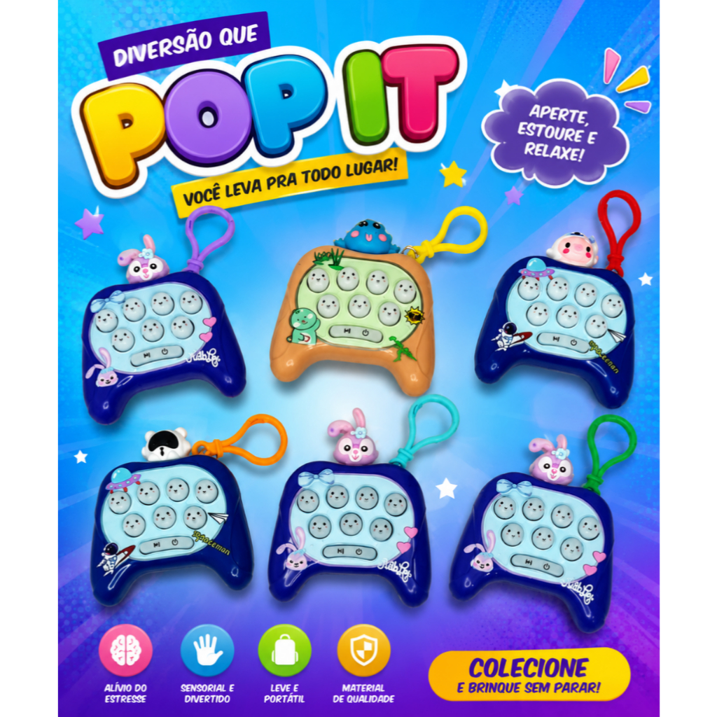 Brinquedo Pop It Game Eletrônico Infantil com Som e Luzes Jogo de