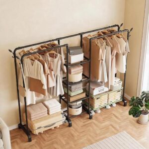 Cabideiro Arara Gigante 190cm Guarda Roupa Organizador Preto
