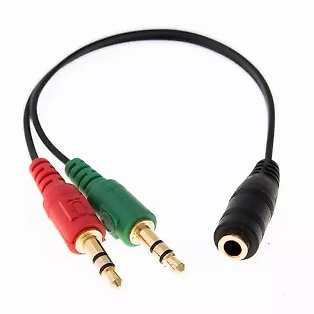 Cabo Adaptador P3 Fêmea Para 2 P2 Macho Microfone Fone De Ouvido