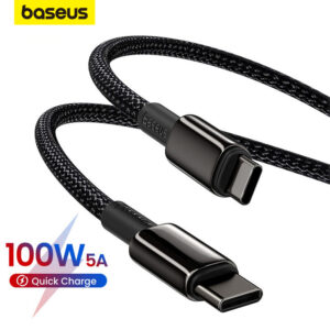 Cabo Baseus 100W USB C para Type C QC4.0 Carregador de Carregamento