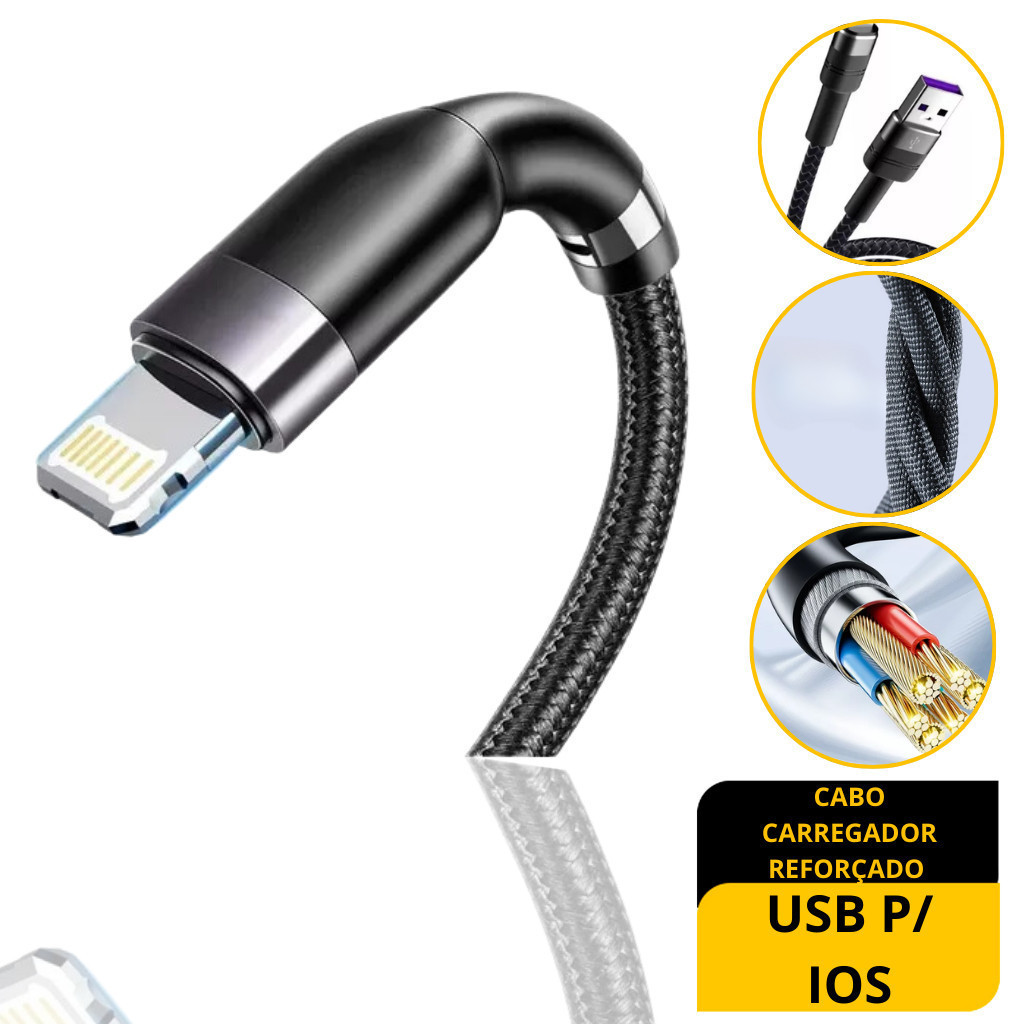 Cabo Carregador Turbo Reforçado Meta para iPhone Alta Velocidade e — Celulares e Acessórios