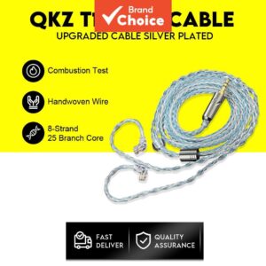 Cabo de atualização Qkz T1 8 fios banhados a prata, 3,5 mm x 0,75 mm
