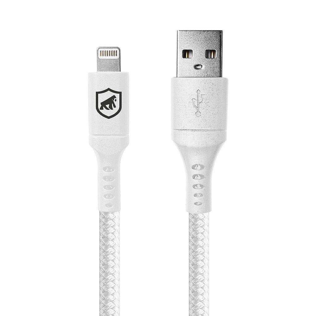 Cabo em Nylon Survivor para iPhone Lightning USB 1,5m Branco Gshield