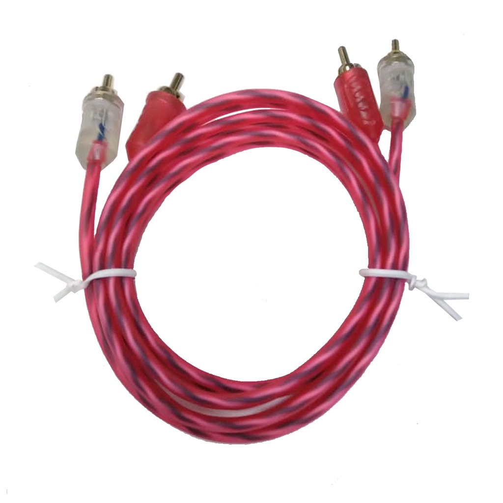 Cabo Rca 1 Metro Injetado Flexível Listrado Vermelho E-Tech 1m Som
