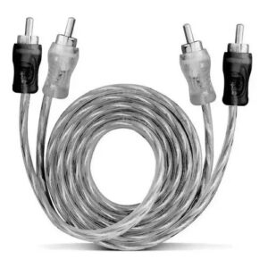 Cabo Rca 1 Metro Injetado Plug Metal 5mm Preto Prata Svart Som
