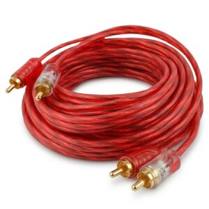 Cabo Rca 5 Metros Dupla Blindagem 4mm Injetado Vermelho Som
