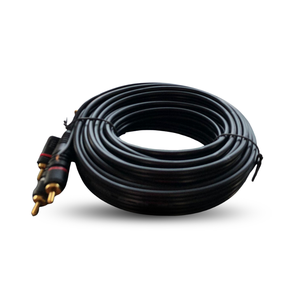 Cabo Rca 5 Metros Emborrachado Preto Banhado a Ouro E-Tech 5m Som
