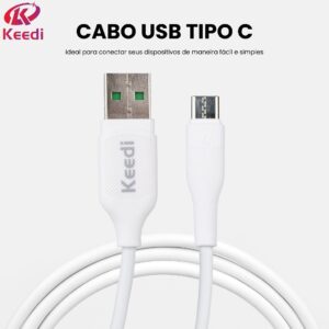 Cabo USB 3.0A Carregamento Rápido Tipo C V8 Iphone Keedi
