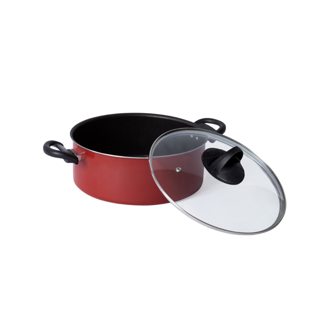 Caçarola Antiaderente 22 Cm Panela Avulsa Teflon Com Tampa De Vidro