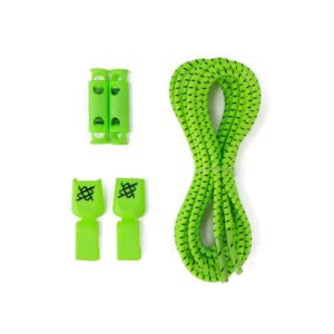Cadarço Elástico para Tênis Hupi Laces 1 Par, Cor: Verde Neon Risca
