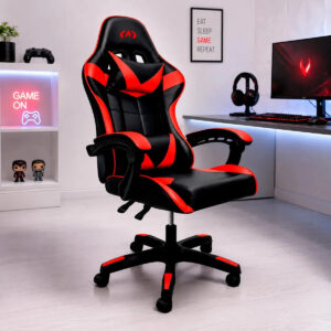 Cadeira De Escritório Gamer Ergonômica Reclinável Estofado Couro