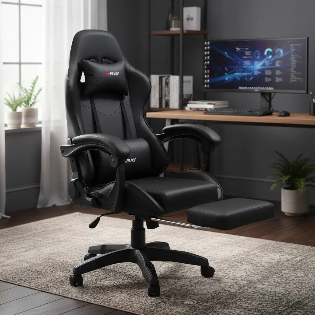 Cadeira Gamer Elidy X-Ray Ergonômica Reclinável com Apoio Pés Couro — Games