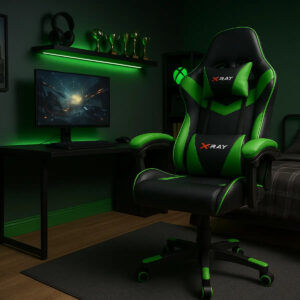 Cadeira Gamer Ergonomica Estofada Com Função Relax X-ray Cor Verde — Games