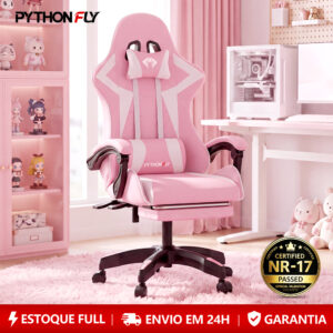 Cadeira Gamer Ergonômica Reclinável com Apoio de Pés Ajustável e Base
