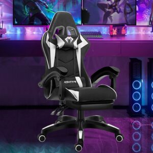 Cadeira Gamer Ergonômica Reclinável com Apoio de Pés Ajustável e Base