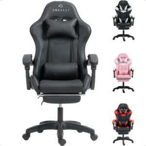 Cadeira Gamer Escritório Arcalli Ergonômica Profissional Cor Preto