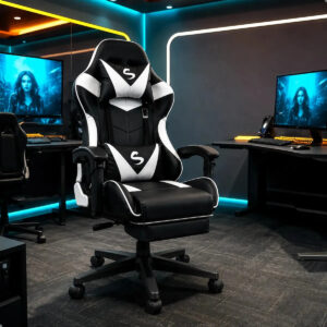 Cadeira Gamer Escritório Ergonômica Confortável Reclinável Branco