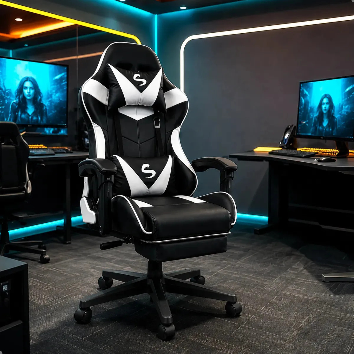 Cadeira Gamer Escritório Ergonômica Confortável Reclinável Branco — Games