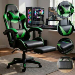 Cadeira Gamer Escritório Ergonômica Reclinável Em Couro Confortável