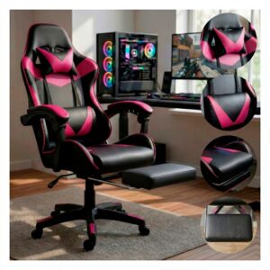Cadeira Gamer Jogos e Escritório Reclinável Ergonômica Em Couro Pu
