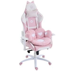 Cadeira Gamer Ninja MewMew Pro Edition, Reclinável, 2D, Rosa e Branco