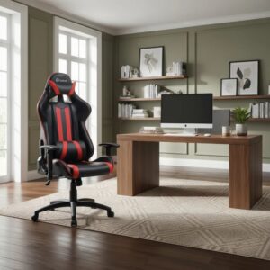 Cadeira Gamer Pro Giratória Altura Regulável Preta E Vermelha Gallant