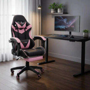 Cadeira Gamer Profissional Reclinável Apoio De Pés X-ray Top Cor Rosa