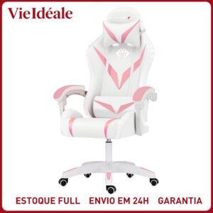 Cadeira Gamer Reclinável RGB LED com Controle, Ergonômica, Giratória